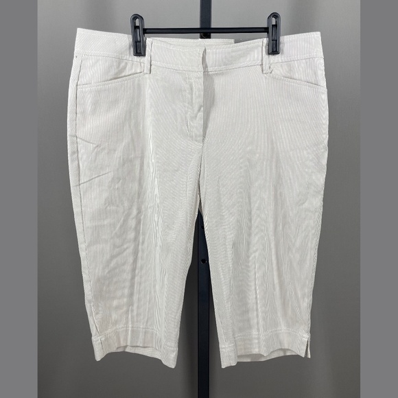 Ann Taylor Pants - NEW Ann Taylor Pants Womens 12 brown white stripe straight leg cropped casual